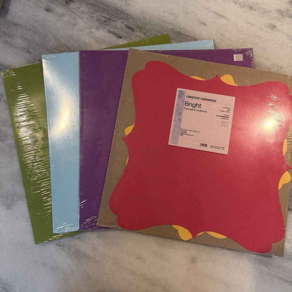 Creative Memories New Cardstock Bundle Grape Green Apple Aquamarine Brights 4pks